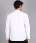 Men's White Cotton Full Sleeve Slim Fit Solid Shirt with Mandarin Collar