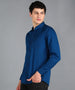 Men's Royal Blue Cotton Full Sleeve Slim Fit Solid Shirt with Mandarin Collar