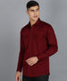 Men's Maroon Cotton Full Sleeve Slim Fit Casual Solid Shirt