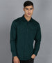 Men's Green Cotton Full Sleeve Slim Fit Casual Solid Shirt