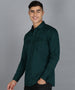 Men's Green Cotton Full Sleeve Slim Fit Casual Solid Shirt