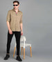 Men's Khaki Cotton Full Sleeve Slim Fit Casual Solid Shirt