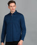 Men's Blue Cotton Full Sleeve Slim Fit Casual Solid Shirt