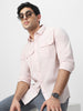 Men's Baby Pink Cotton Full Sleeve Regular Fit Casual Solid Shirt