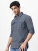 Men's Dark Grey Cotton Full Sleeve Regular Fit Casual Solid Shirt