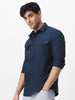 Men's Navy Cotton Full Sleeve Regular Fit Casual Solid Shirt