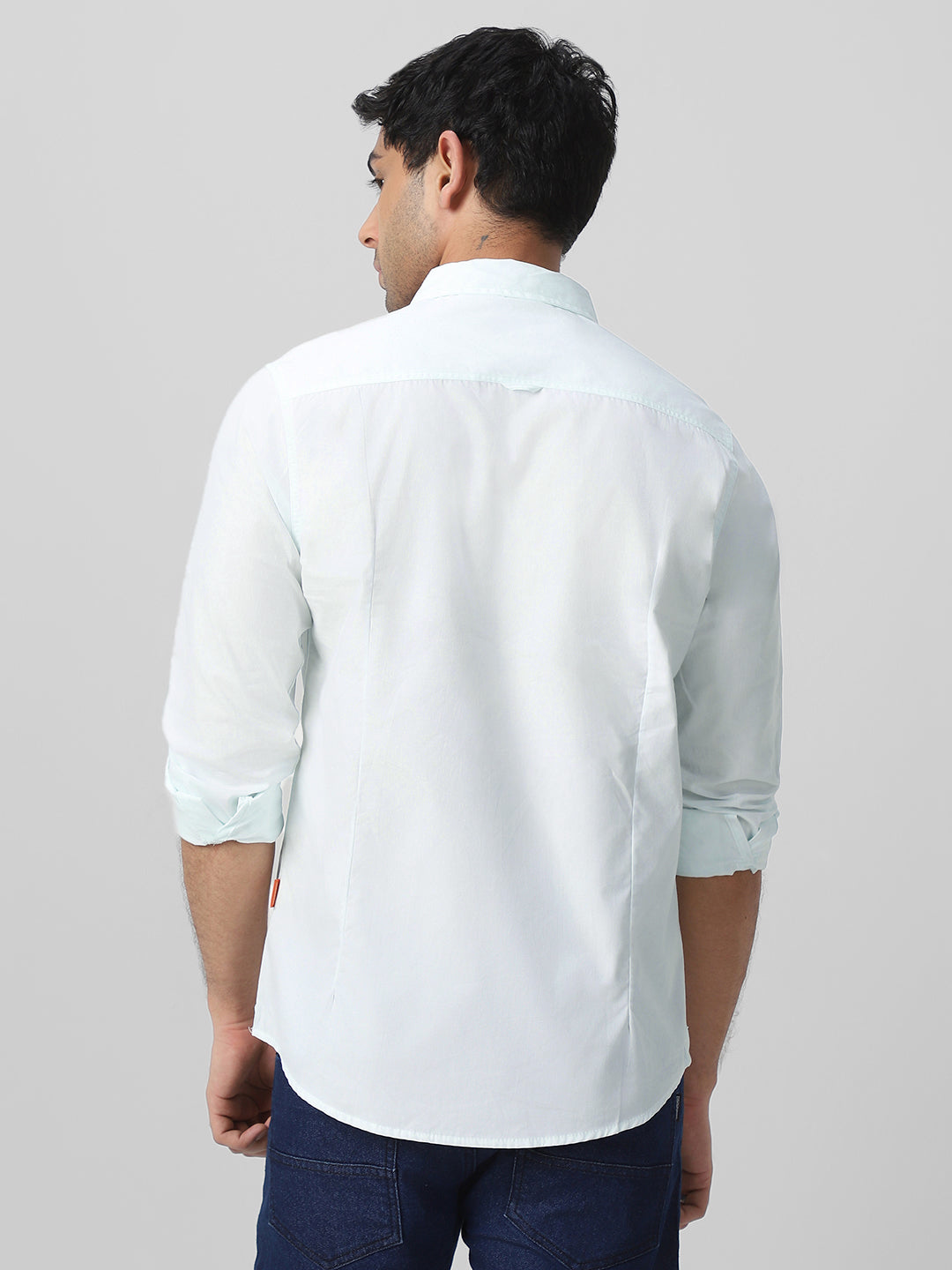 Men's Pastel Blue Cotton Full Sleeve Regular Fit Casual Solid Shirt