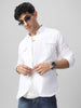 Men's White Cotton Full Sleeve Regular Fit Casual Solid Shirt