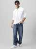 Men's White Cotton Full Sleeve Regular Fit Casual Solid Shirt