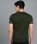 Men's Printed Olive Round Neck Half Sleeve Slim Fit Cotton T-Shirt