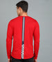 Men's Printed Red Round Neck Full Sleeve Slim Fit Cotton T-Shirt