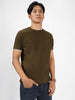 Men's Solid Olive Round Neck Half Sleeve Slim Fit Cotton T-Shirt