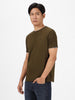 Men's Solid Olive Round Neck Half Sleeve Slim Fit Cotton T-Shirt