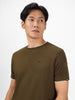 Men's Solid Olive Round Neck Half Sleeve Slim Fit Cotton T-Shirt