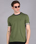 Men's Solid Olive Round Neck Half Sleeve Slim Fit Cotton T-Shirt