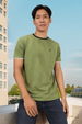 Men's Solid Olive Round Neck Half Sleeve Slim Fit Cotton T-Shirt