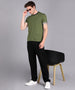 Men's Solid Olive Round Neck Half Sleeve Slim Fit Cotton T-Shirt