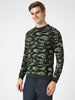 Men's Green Cotton Camouflage Printed Round Neck Sweatshirt