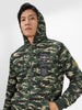 Men's Green Cotton Camouflage Printed Hooded Neck Sweatshirt