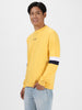 Men's Yellow Cotton Color Block Round Neck Sweatshirt