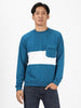 Men's Green Cotton Color Block Round Neck Sweatshirt