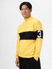 Men's Yellow Cotton Color Block Round Neck Sweatshirt