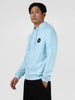 Men's Light Blue Cotton Solid Button Hooded Neck Sweatshirt