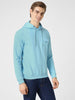 Men's Light Blue Cotton Solid Hooded Neck Sweatshirt