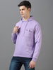 Men's Purple Cotton Solid Hooded Neck Sweatshirt