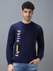 Men's Blue Cotton Graphic Print Round Neck Sweatshirt