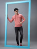 Men's Pink Cotton Solid Hooded Neck Sweatshirt