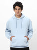 Men's Ballad Blue Cotton Solid Oversized Hooded Neck Sweatshirt