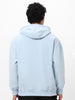 Men's Ballad Blue Cotton Solid Oversized Hooded Neck Sweatshirt