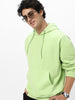 Men's Cool Matcha Cotton Solid Oversized Hooded Neck Sweatshirt