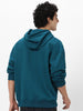 Men's Fog Teal Green Cotton Solid Oversized Hooded Neck Sweatshirt