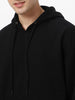 Men's Jet Black Cotton Solid Oversized Hooded Neck Sweatshirt