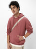 Men's Old Rose Cotton Solid Oversized Hooded Neck Sweatshirt