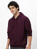 Men's Potent Purple Cotton Solid Oversized Hooded Neck Sweatshirt