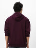 Men's Potent Purple Cotton Solid Oversized Hooded Neck Sweatshirt