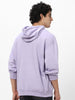 Men's Purple Heather Cotton Solid Oversized Hooded Neck Sweatshirt