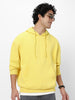 Men's Sun Yellow Cotton Solid Oversized Hooded Neck Sweatshirt