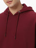 Men's Maroon Cotton Solid Oversized Hooded Neck Sweatshirt