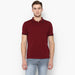 Men's Maroon Solid Mandarin Collar Slim Fit Cotton Polo T-Shirt