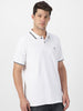 Men's White Solid Cotton Slim Fit Polo T-Shirt