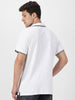 Men's White Solid Cotton Slim Fit Polo T-Shirt