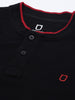 Men's Black Solid Mandarin Collar Slim Fit Cotton Polo T-Shirt