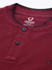 Men's Maroon Solid Mandarin Collar Slim Fit Cotton Polo T-Shirt