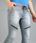 Men's Light Grey Slim Fit Zippered Jogger Jeans Stretchable