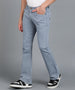 Men's Light Grey Washed Bootcut Jeans Stretchable