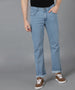 Men's Sky Blue Regular Fit Washed Jeans Stretchable